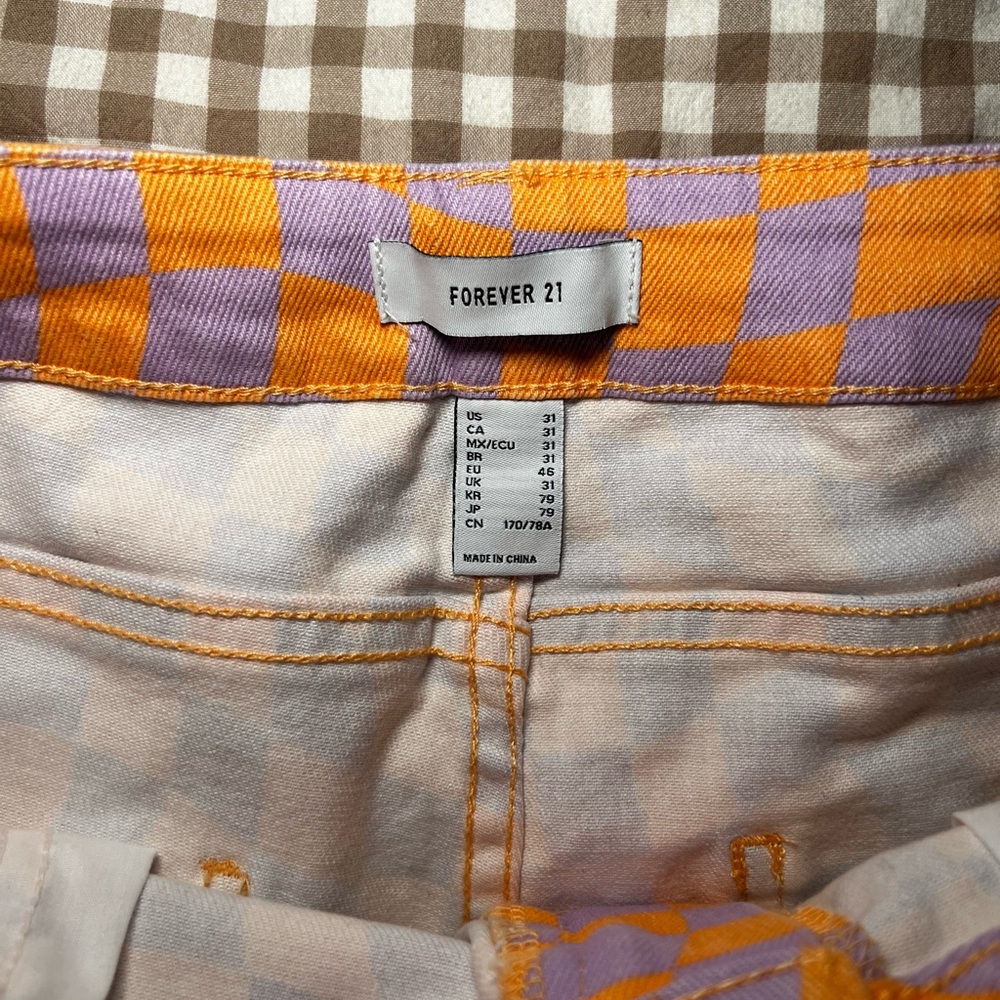 Forever 21 Purple and Orange Checkered Women Shorts- NWT - Picture 2 of 5